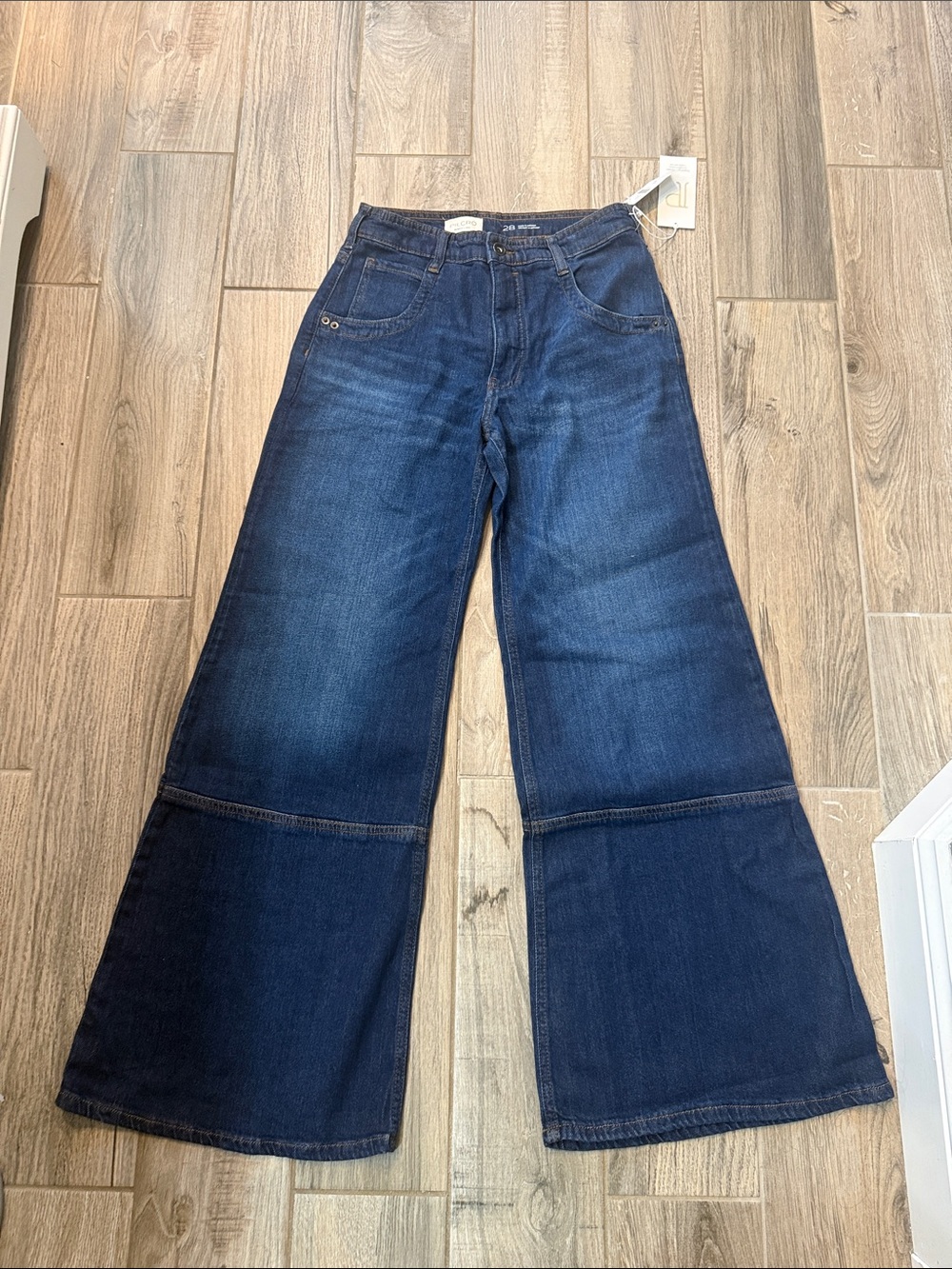 Pilcro Anthropologie Wide-Leg High-Rise Dark Blue Jeans Size 28 Fall Fashion - Picture 5 of 14